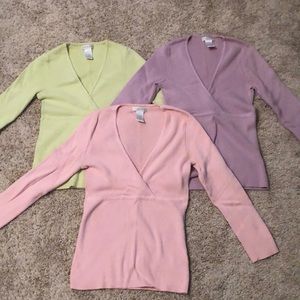 3 Identical Worthington Faux Wrap Shirts Sz XS